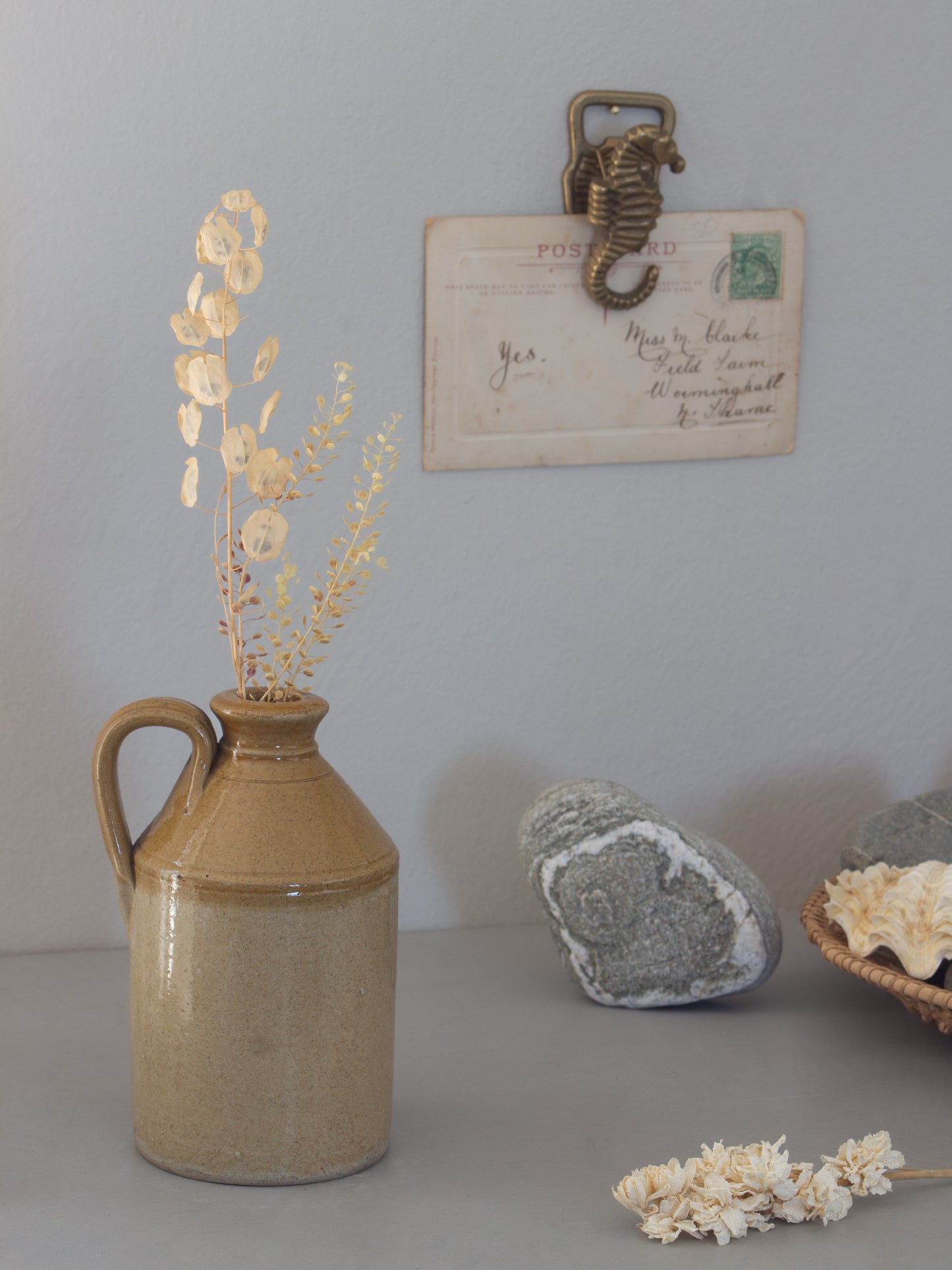 Vintage English Glazed Stoneware Handled Bottle