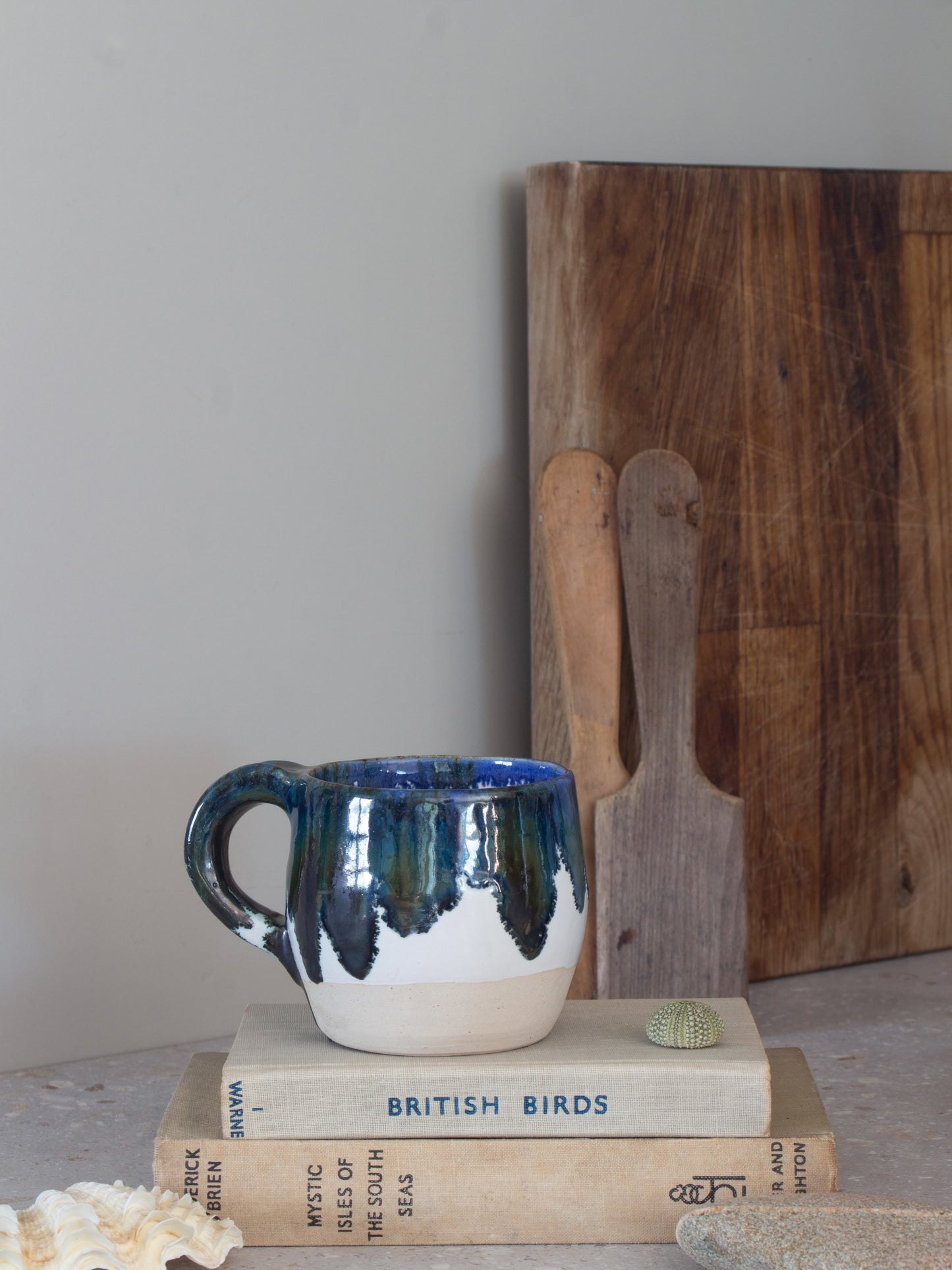Vintage Blue & Green Drip Glaze Studio Pottery Mug
