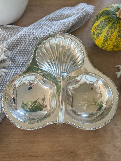 Vintage Yeoman Plate Silver-Plated Scalloped Shell Nibble Dish - Made in England