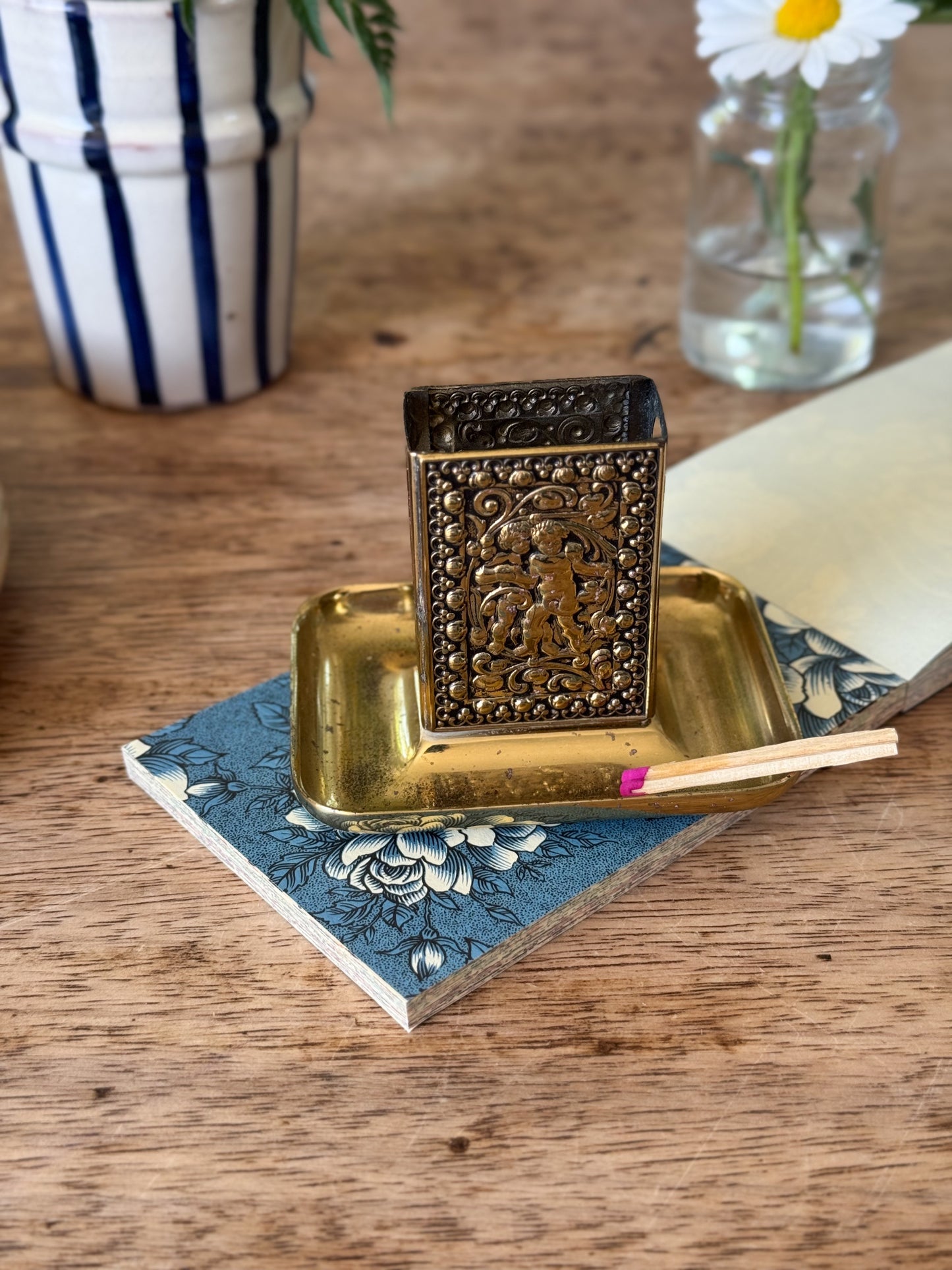 Mid-Century German Brass Match Holder & Tray by Gevers & Lyrus