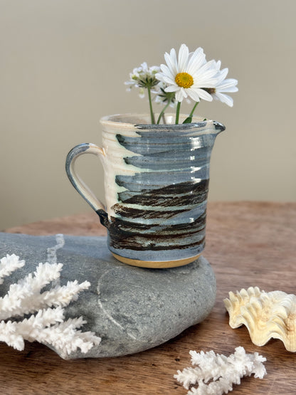 Vintage Studio Blue Pottery Brushstroke Creamer Jug - Sea Wave Glaze