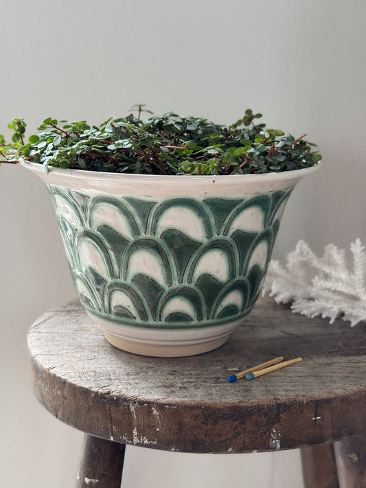 Vintage Large Fluted Studio Pottery Planter by Peter Hall, Pennine Studios, Lancashire