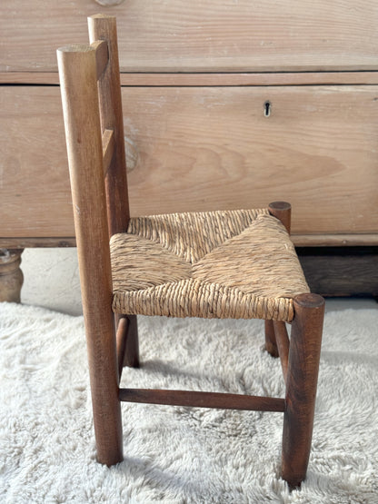 Vintage Wooden Child’s Chair with Rush Seat