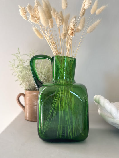 Vintage Handblown Art Glass Pitcher, Empoli, Italy