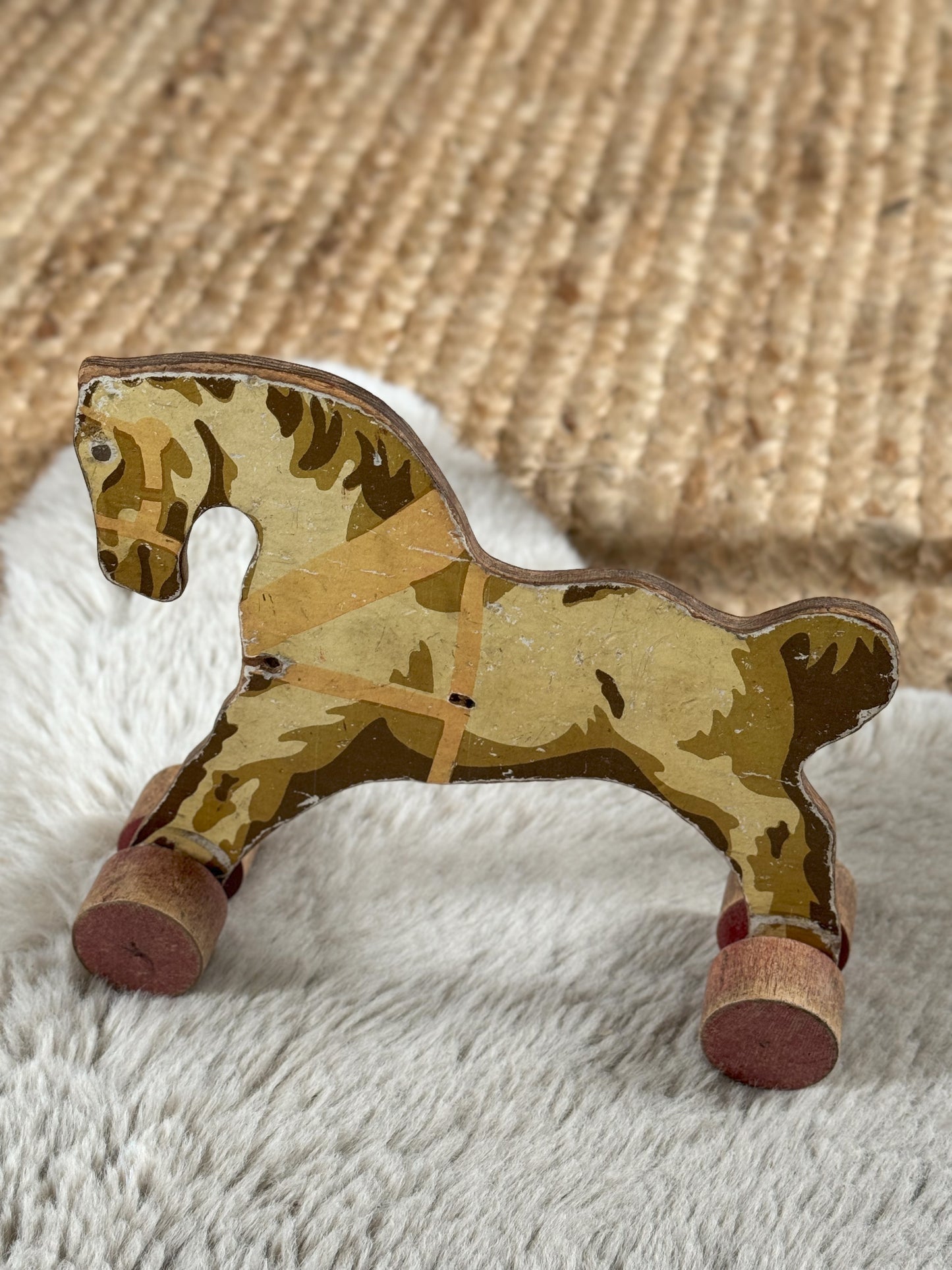 Handmade Vintage Playworn Wooden Horse