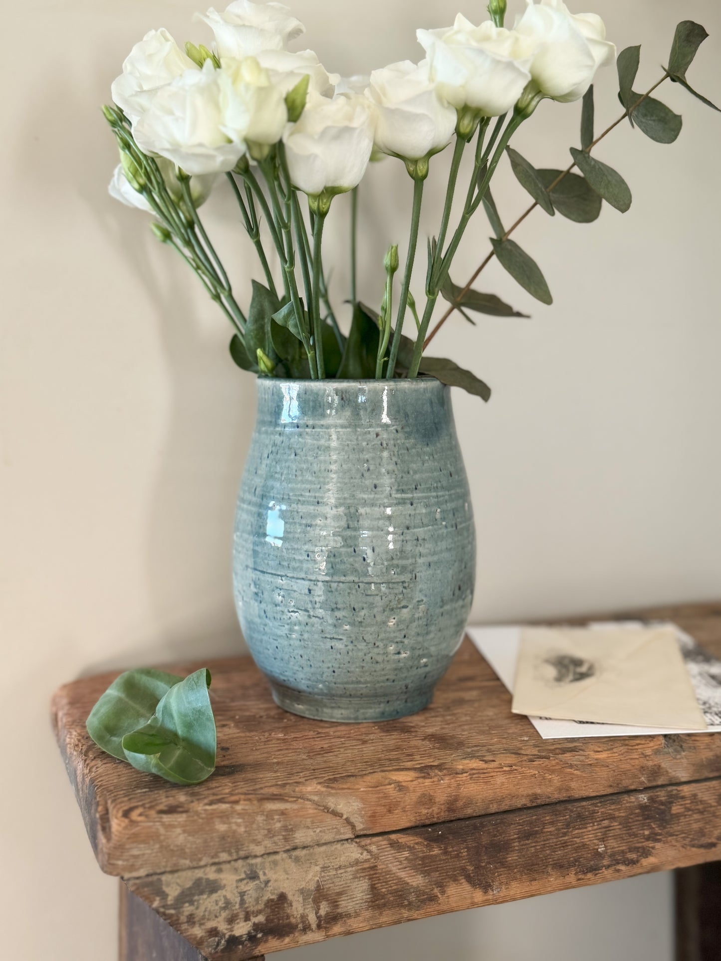 Unique Studio Pottery Blue Textured Pot by Beryl Fletcher