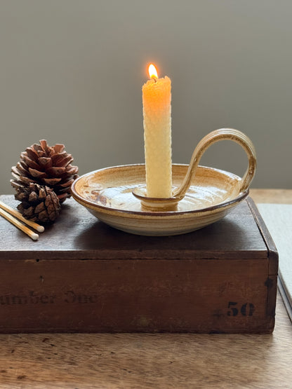 Vintage Studio Pottery Chamberstick, Bakehouse Pottery, Norfolk