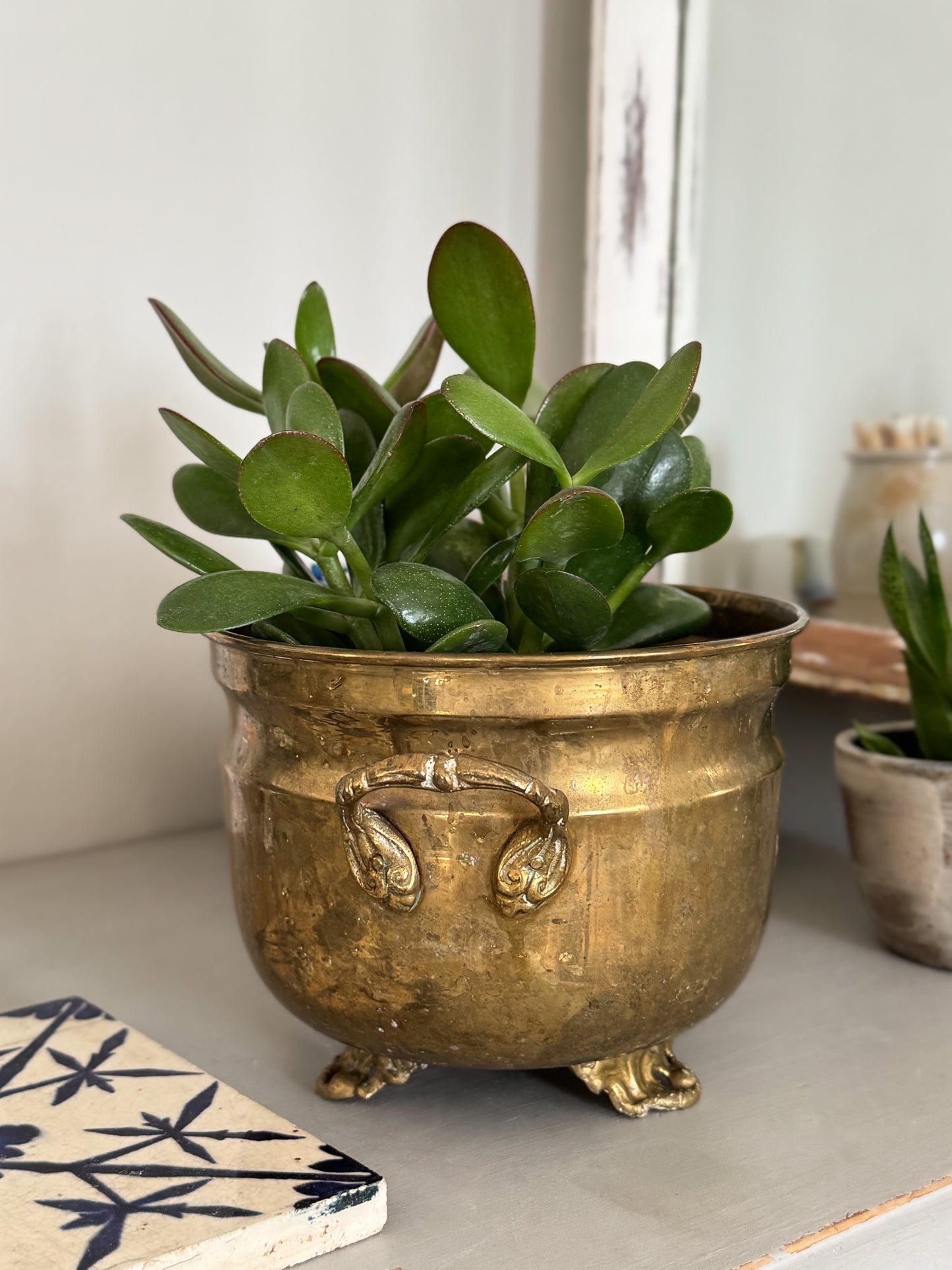Vintage Indian Brass Cauldron Planter