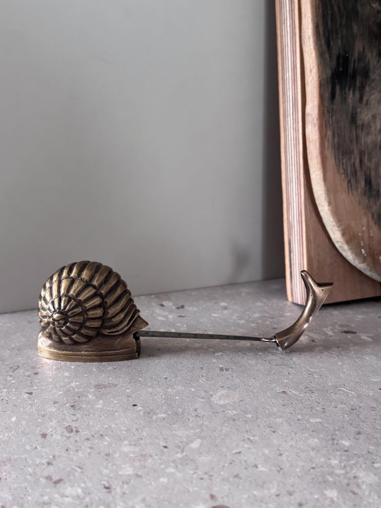 Rare Vintage Solid Brass Snail Tape Measure