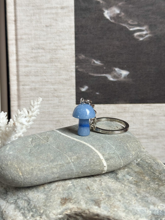 Polished Crystal ‘Little Mushroom’ Keyring (Multiple Options)