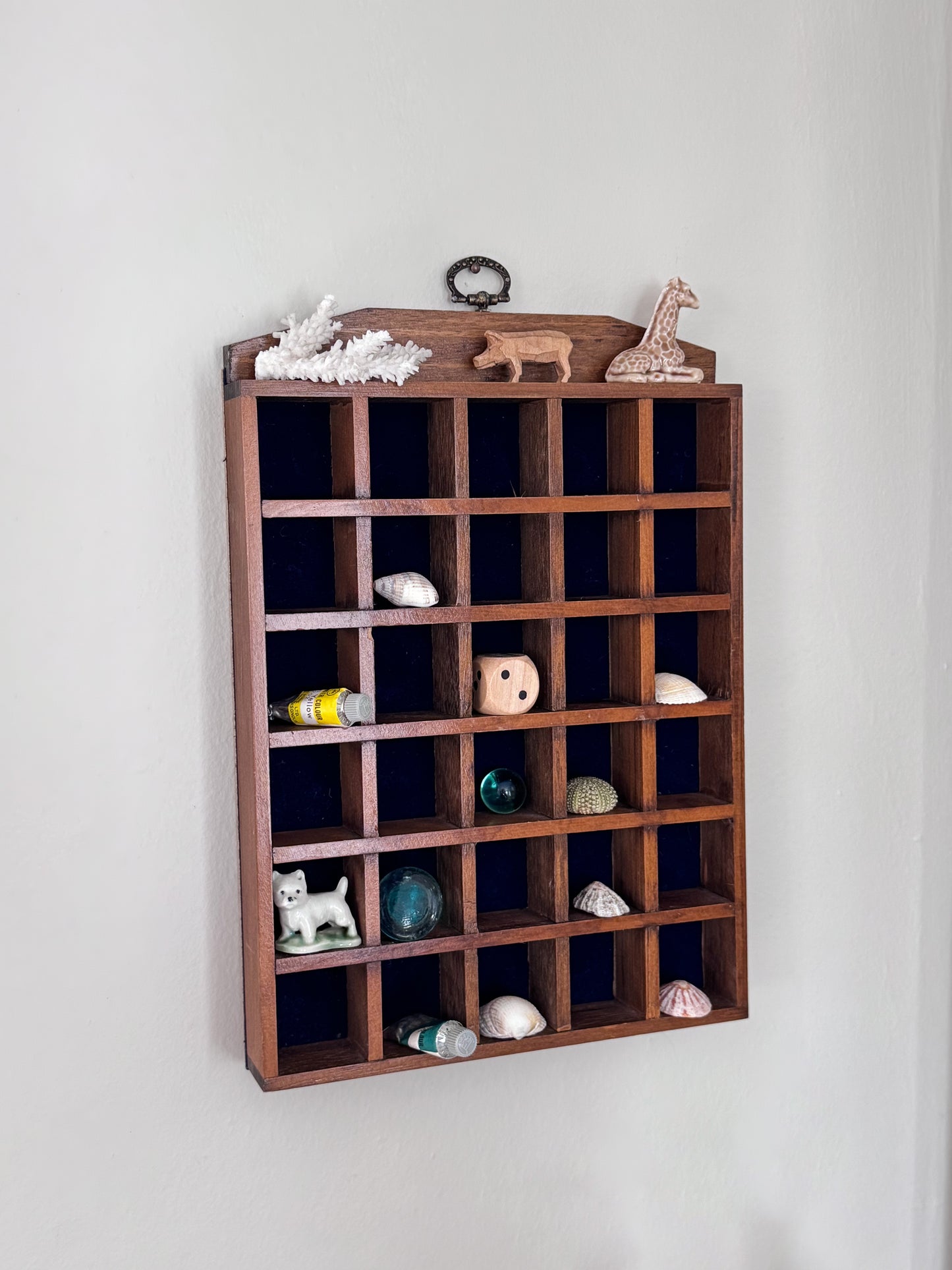 Vintage Wooden Trinket Display Shelf