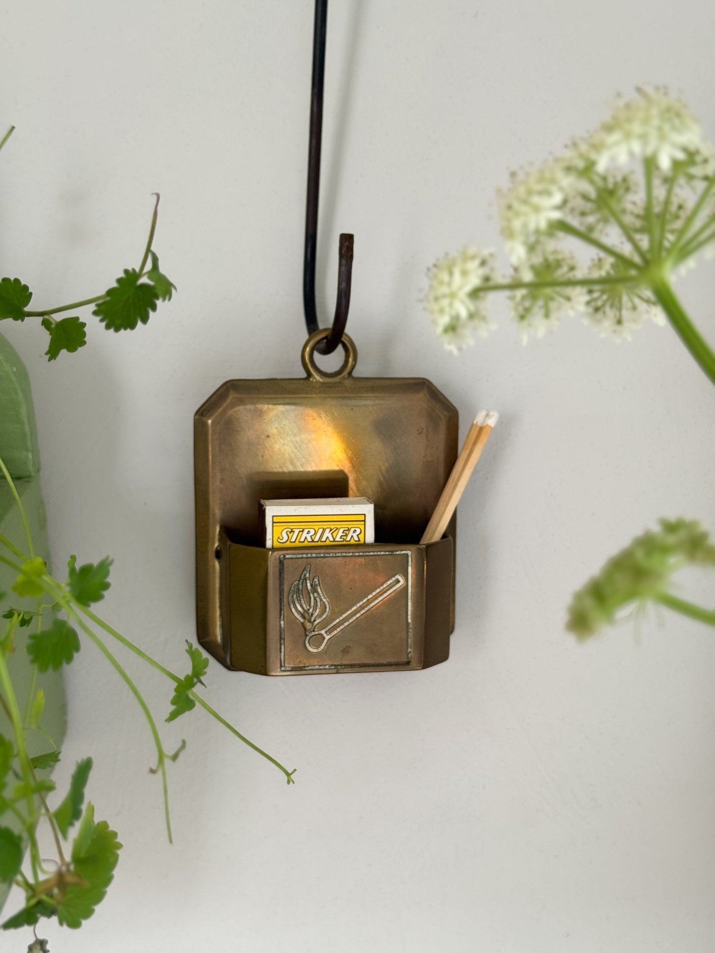 Vintage Solid Brass Match Holder
