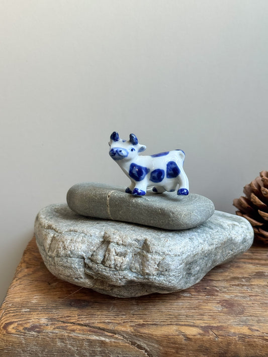 Vintage Miniature Hand-Painted Porcelain Cow