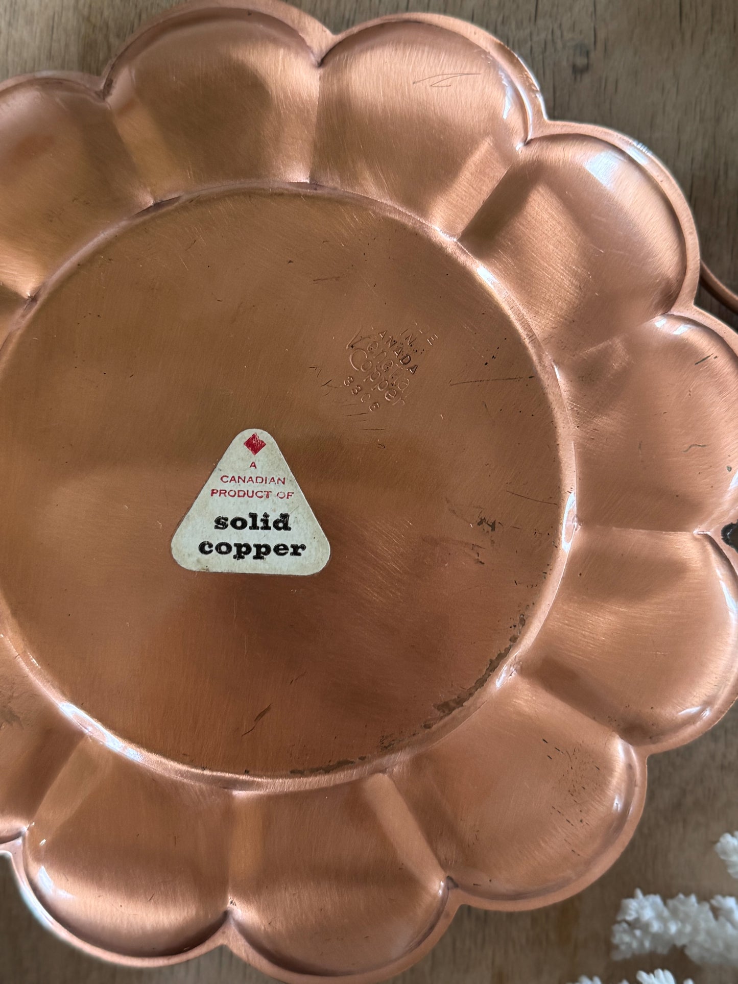 Vintage Solid Copper Scalloped Dish by Venetia Copper, Canada