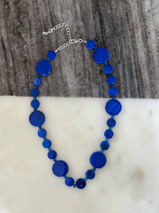 Vintage Cobalt Glass Bead Necklace