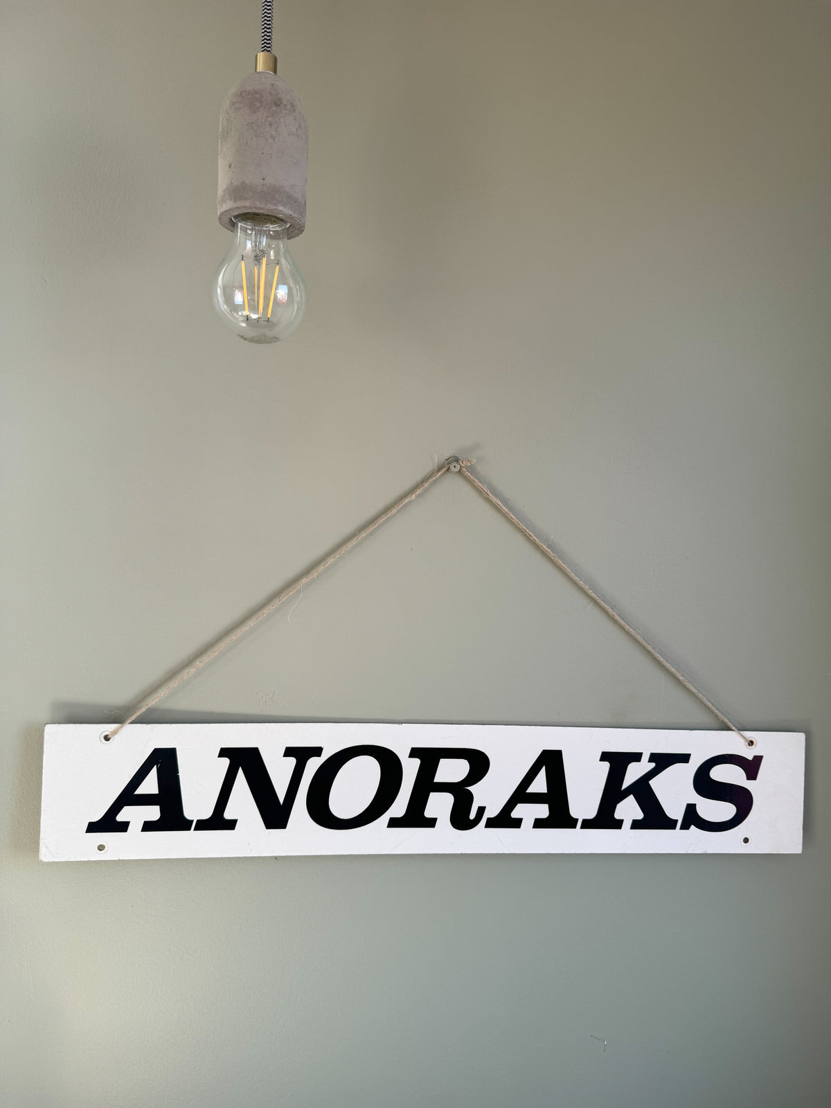 Vintage 1950s Acrylic “Anoraks” Shop Sign