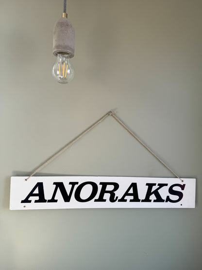 Vintage 1950s Acrylic “Anoraks” Shop Sign