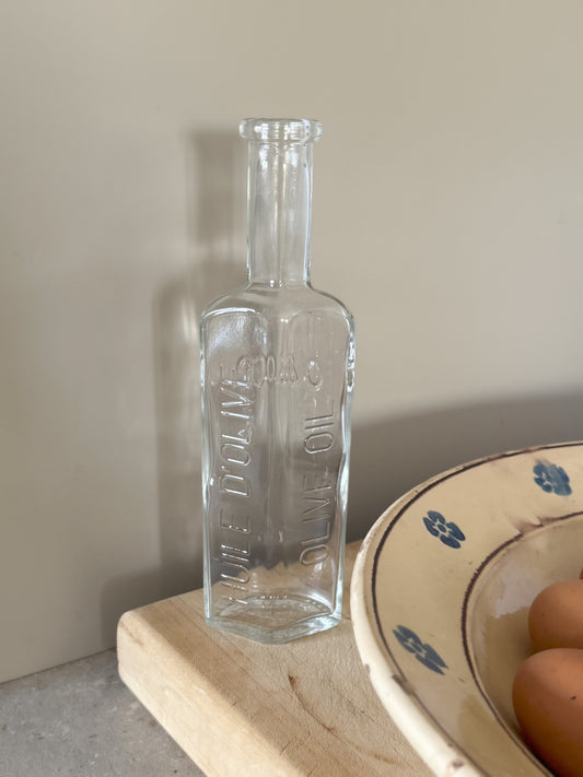 Vintage Olivers & Co French Glass Olive Oil Bottle