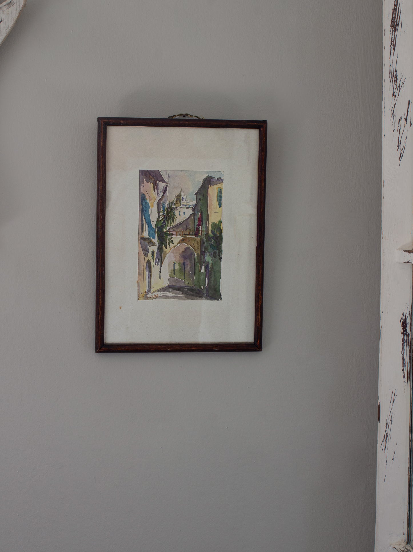 Vintage Original Signed Portuguese Watercolour Painting, 1991 – Framed