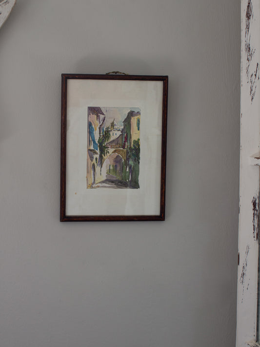 Vintage Original Signed Portuguese Watercolour Painting, 1991 – Framed