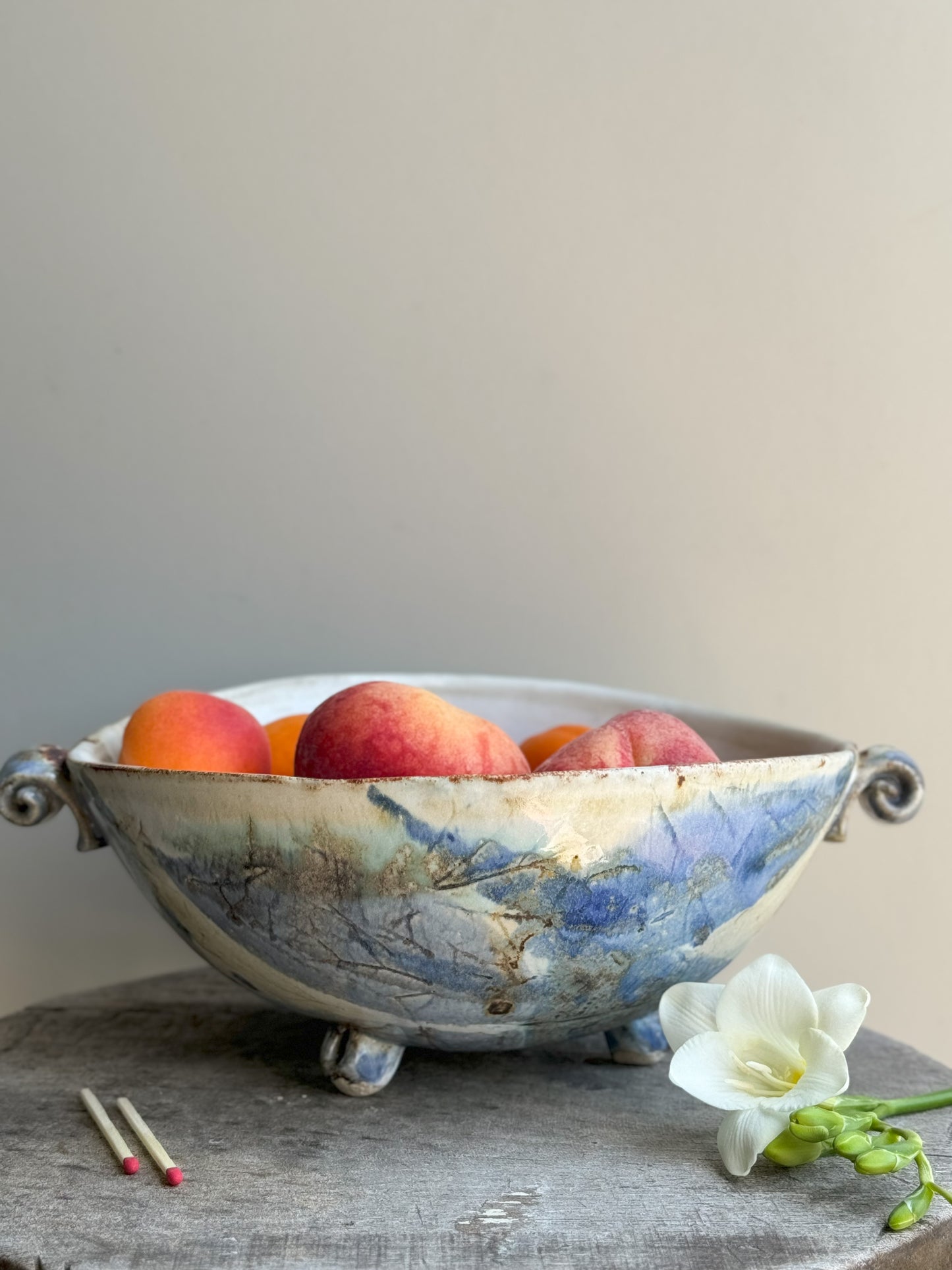 Abstract Studio Pottery Footed Bowl