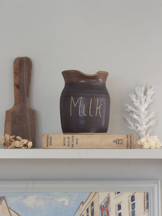 Vintage Welsh Studio Pottery ‘Milk’ Jug – Tregaron Pottery, Ceredigion (c.1960s–70s)