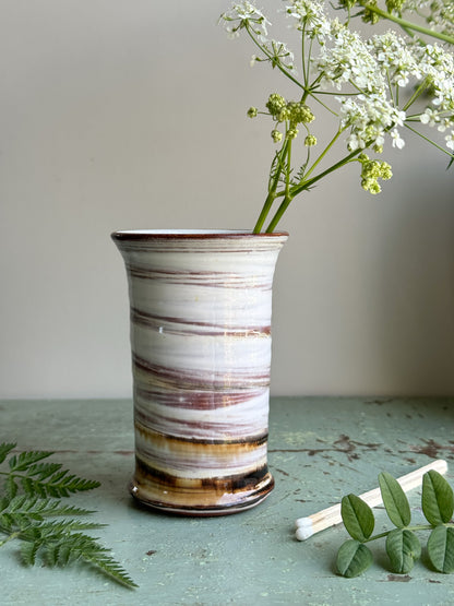 Studio Pottery Marbled Paint Brush Pot • Bud Vase