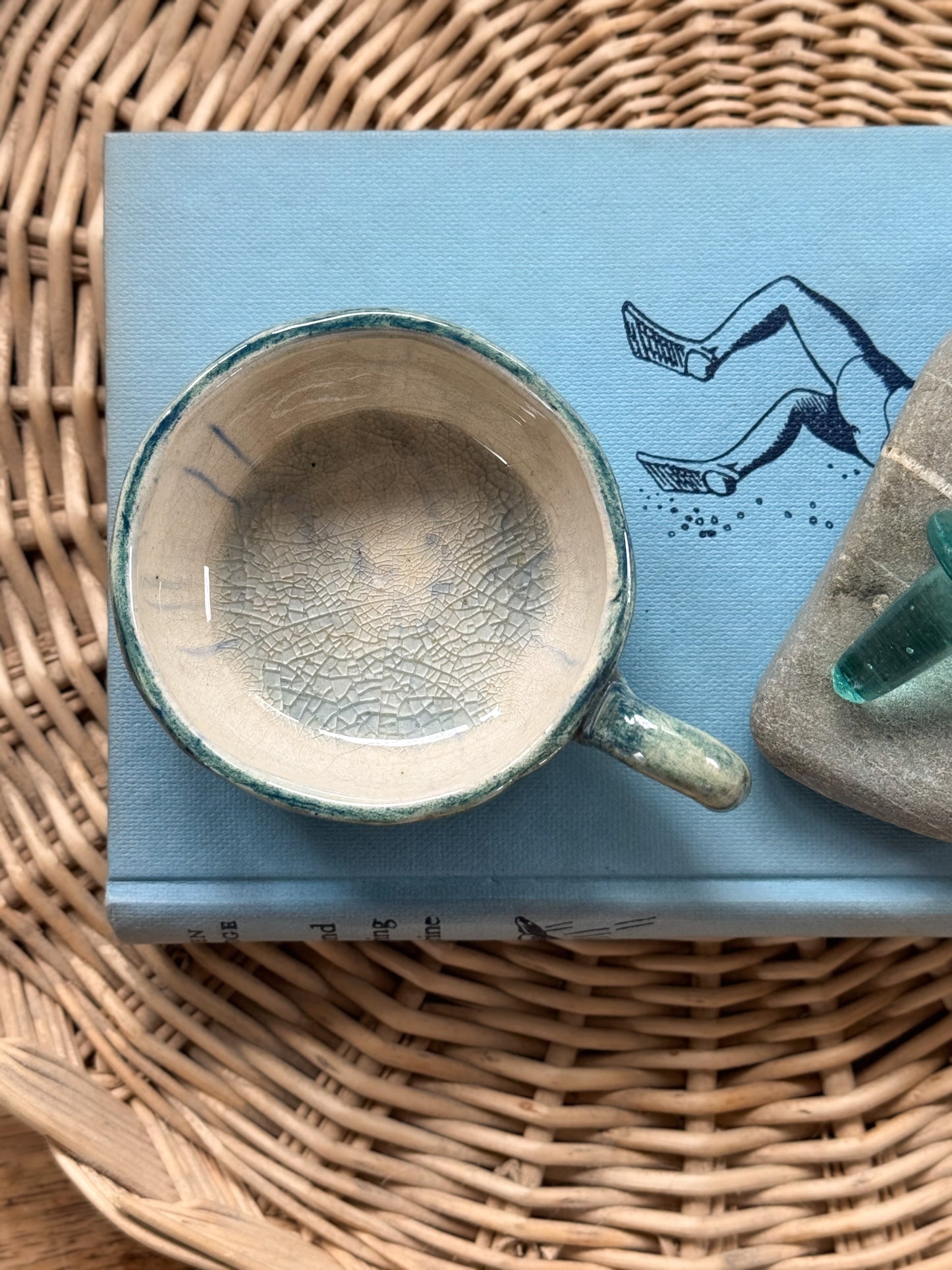 Vintage Speckled Blue Studio Pottery Candle Holder