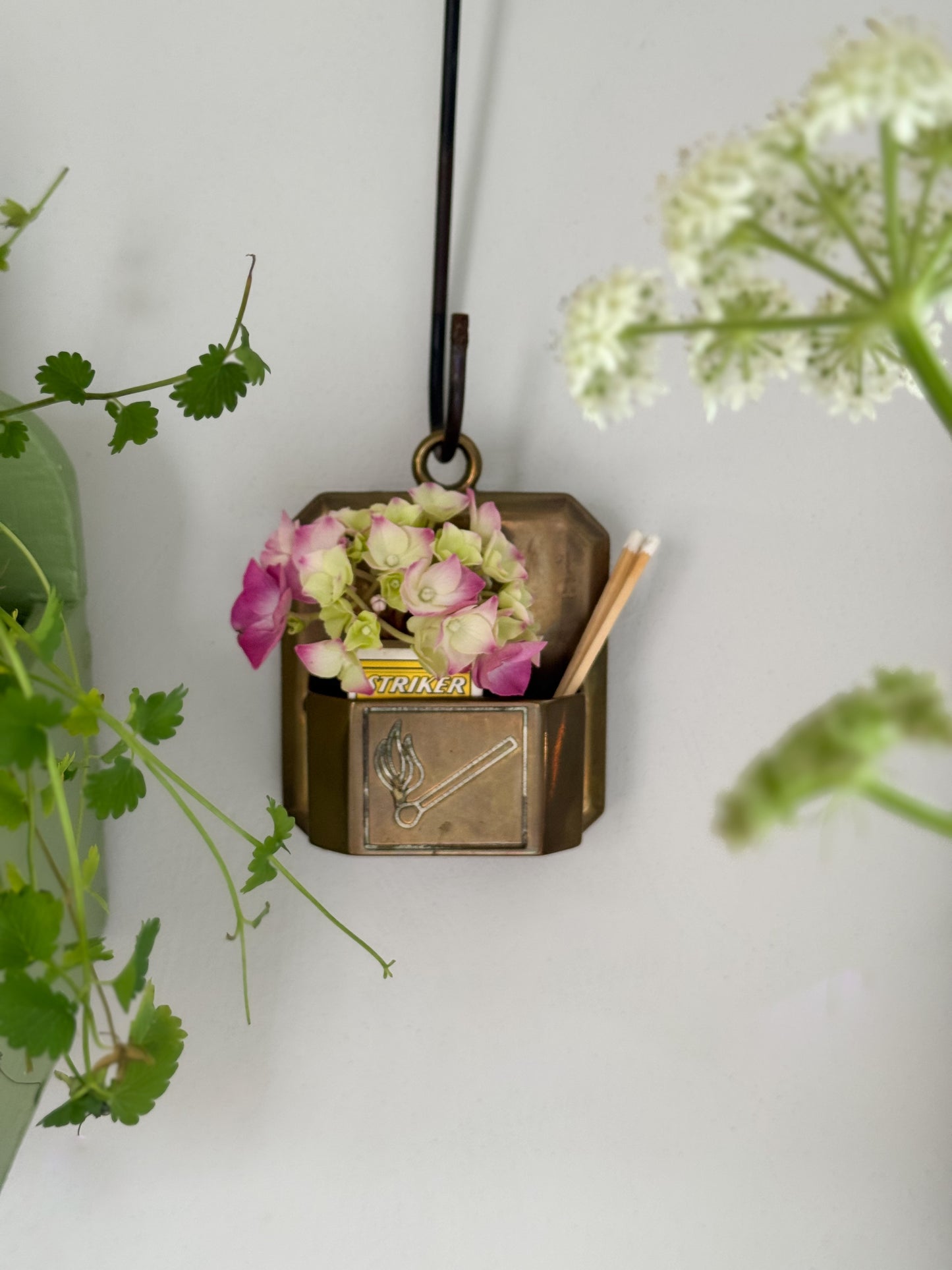 Vintage Solid Brass Match Holder