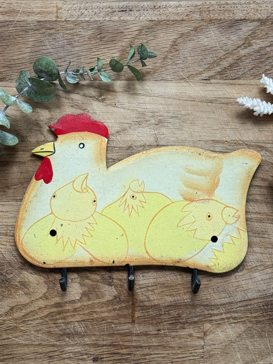 Vintage Enamel Chicken Coat/Key Hook