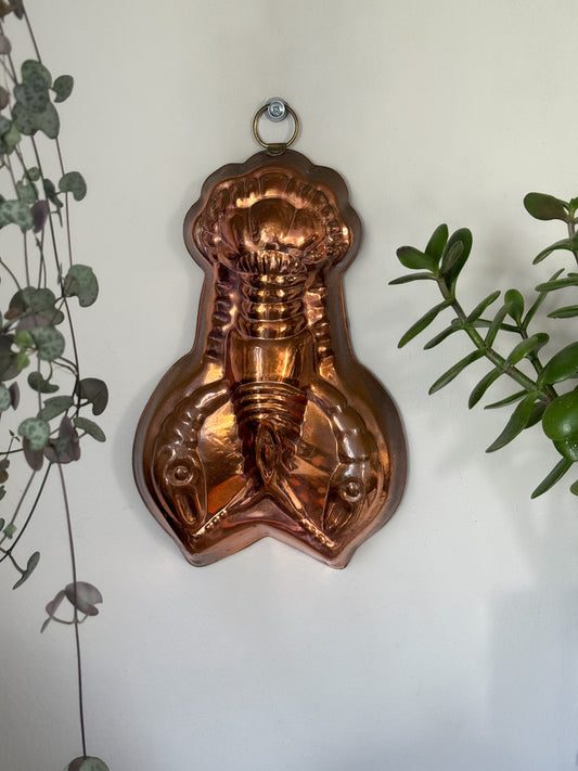 Vintage Midcentury Copper Lobster Jelly Mould