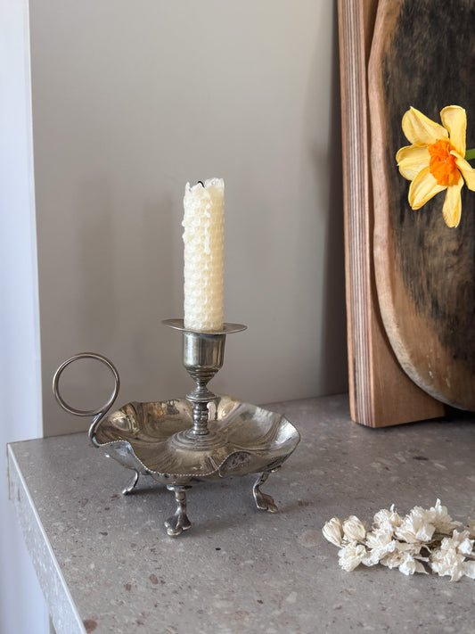 Vintage Silverplated Scalloped Chamberstick