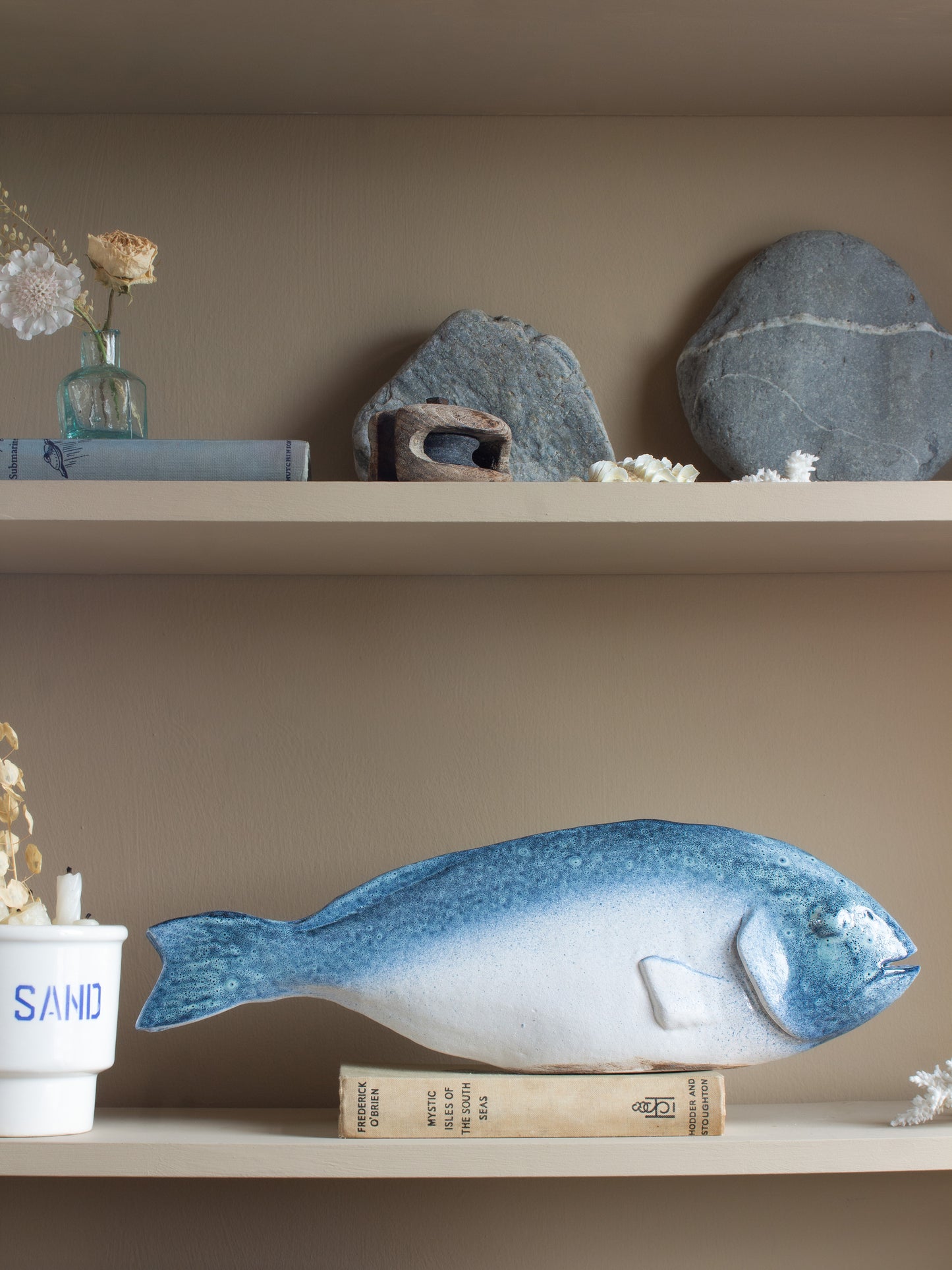 Large Vintage Studio Pottery Fish Sculpture, Unique Ceramic Artwork