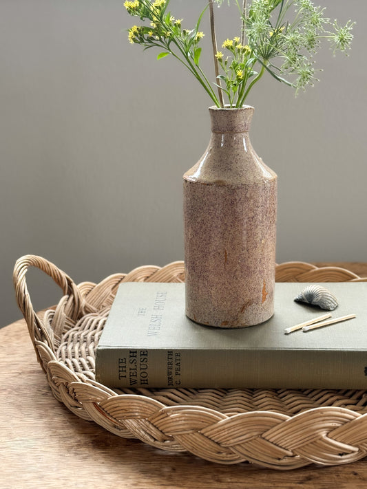 Antique Stoneware Bottle with Pinky-Lilac Speckled Glaze