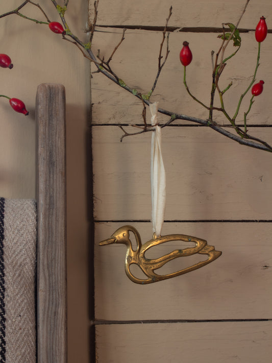 Vintage Solid Brass Christmas Decoration - Duck