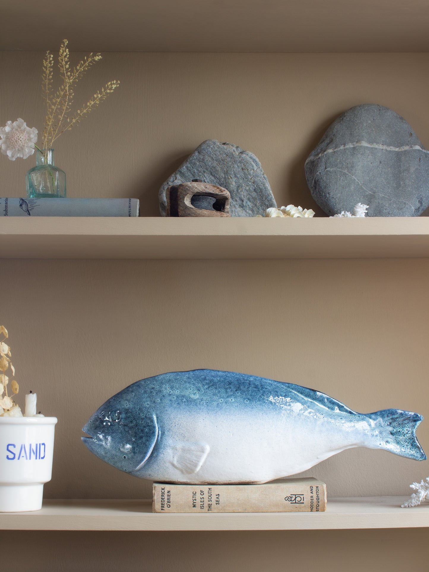Large Vintage Studio Pottery Fish Sculpture, Unique Ceramic Artwork