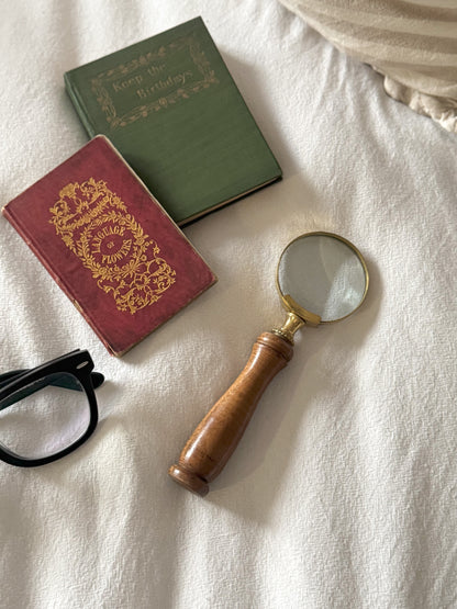 Vintage Brass & Wood Magnifying Glass
