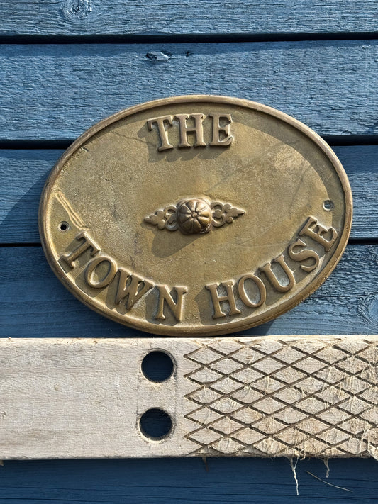 Vintage 1930s Solid Bronze House Sign – “The Town House”