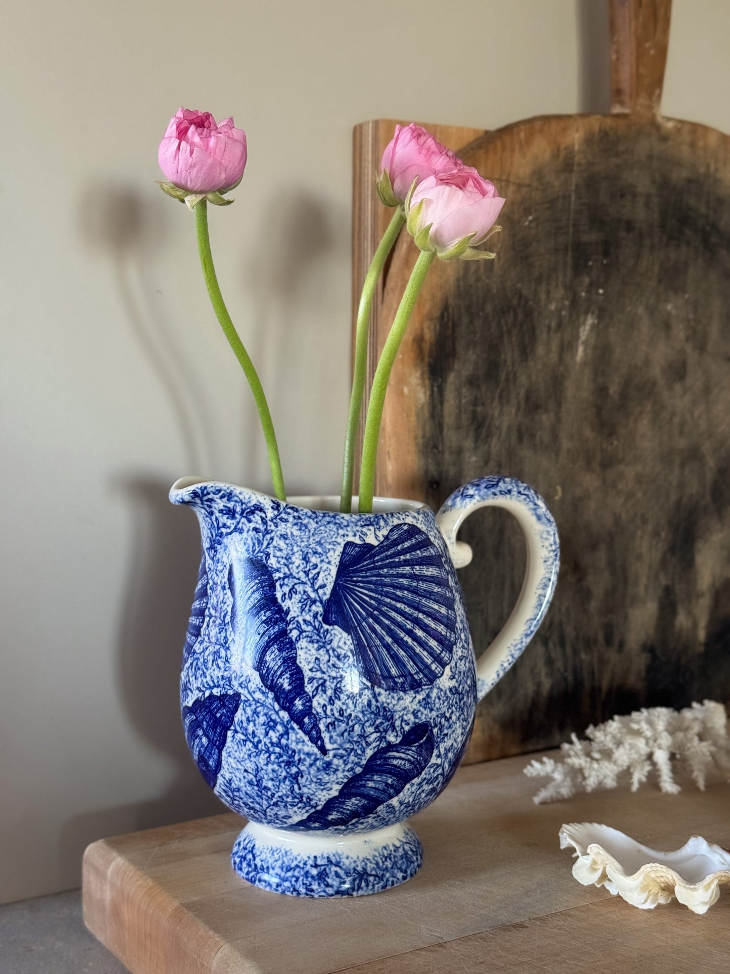 Very Rare Vintage Moorland Staffordshire Sea Shell Spongeware Jug