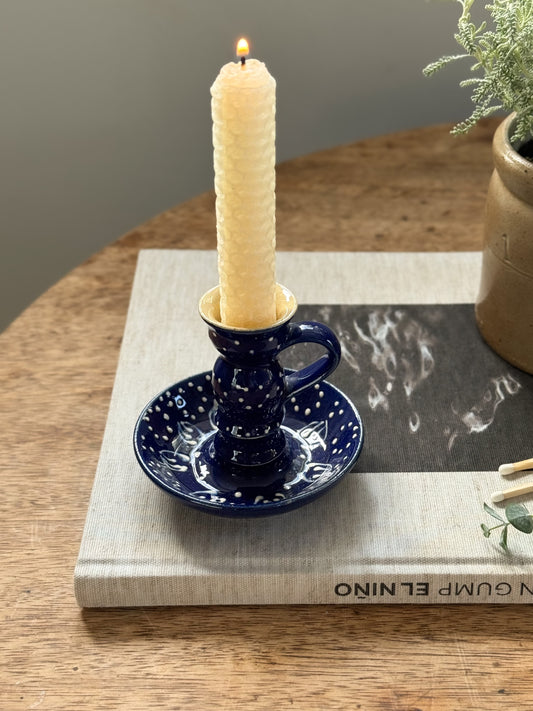 Vintage German Studio Pottery Slipware Chamberstick