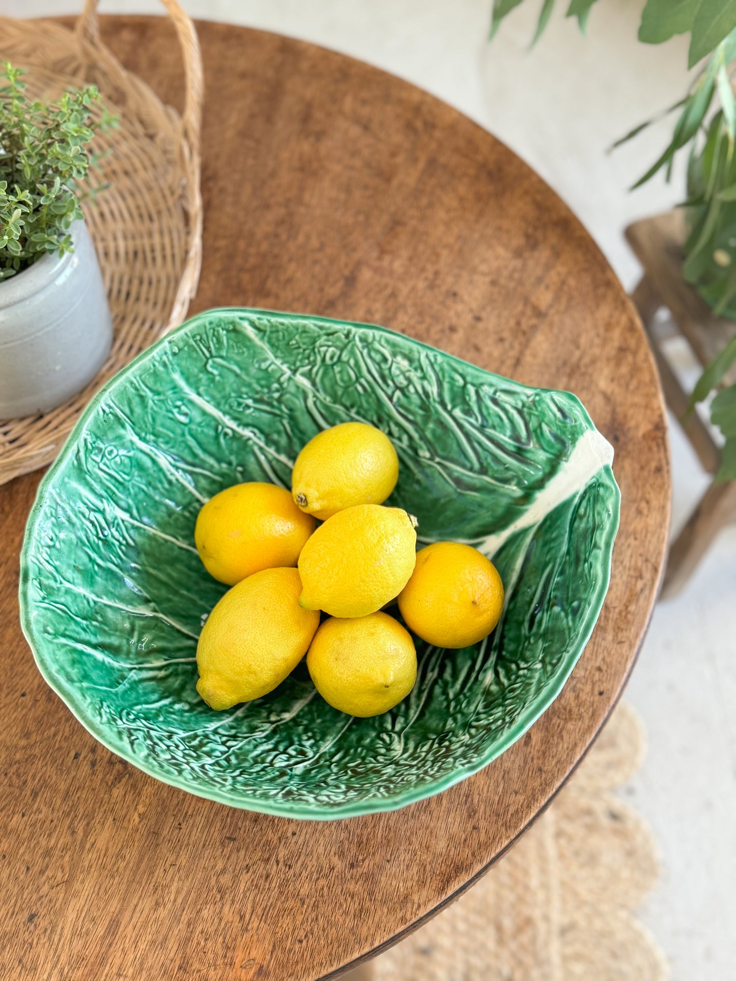 Rare Vintage Large Portuguese Cabbage Leaf Bowl by Secla