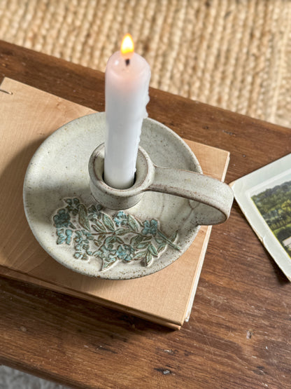 Tregaron Welsh Studio Pottery ‘Forget Me Not’ Chamberstick