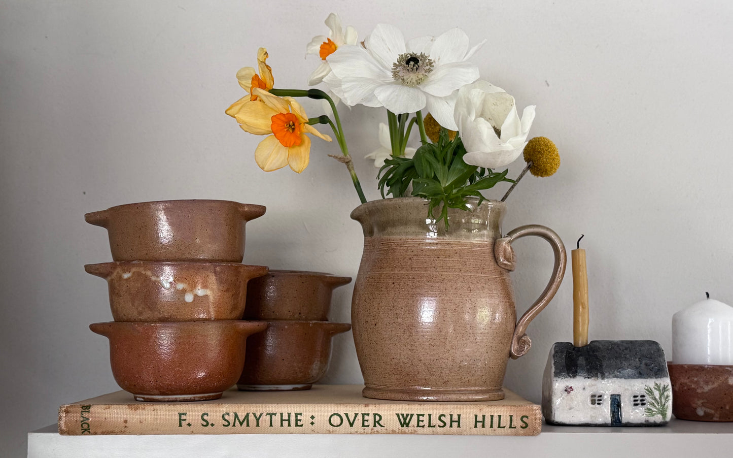 Vintage French Olive Green Salt Glaze Studio Pottery Jug