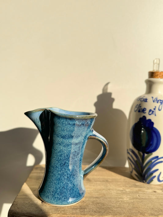 Studio Pottery Blue Glazed Olive Oil Jug