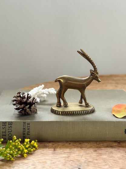 Vintage Solid Brass Gazelle Figurine