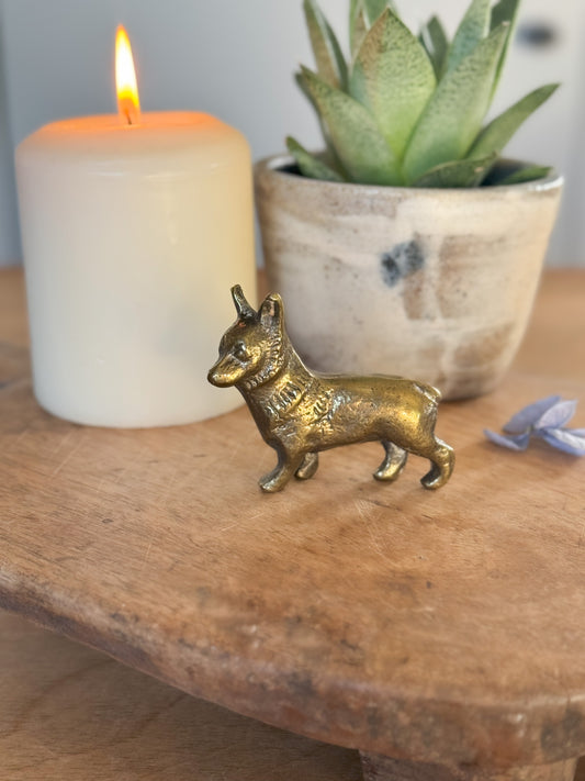 Small Solid Brass Dog | Corgi