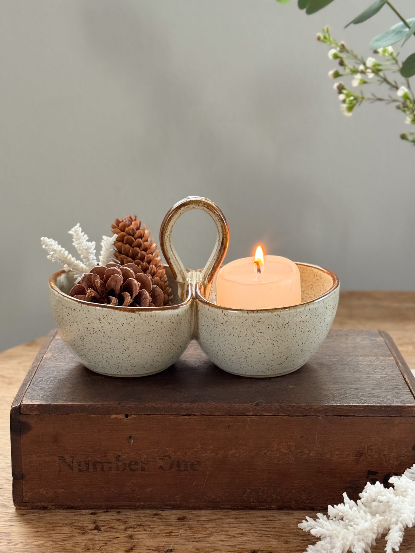 Vintage Speckled Studio Pottery Sectional Dish