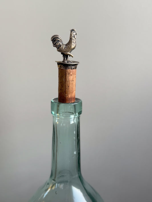 Antique Silver Plated Cockerel Bottle Stopper