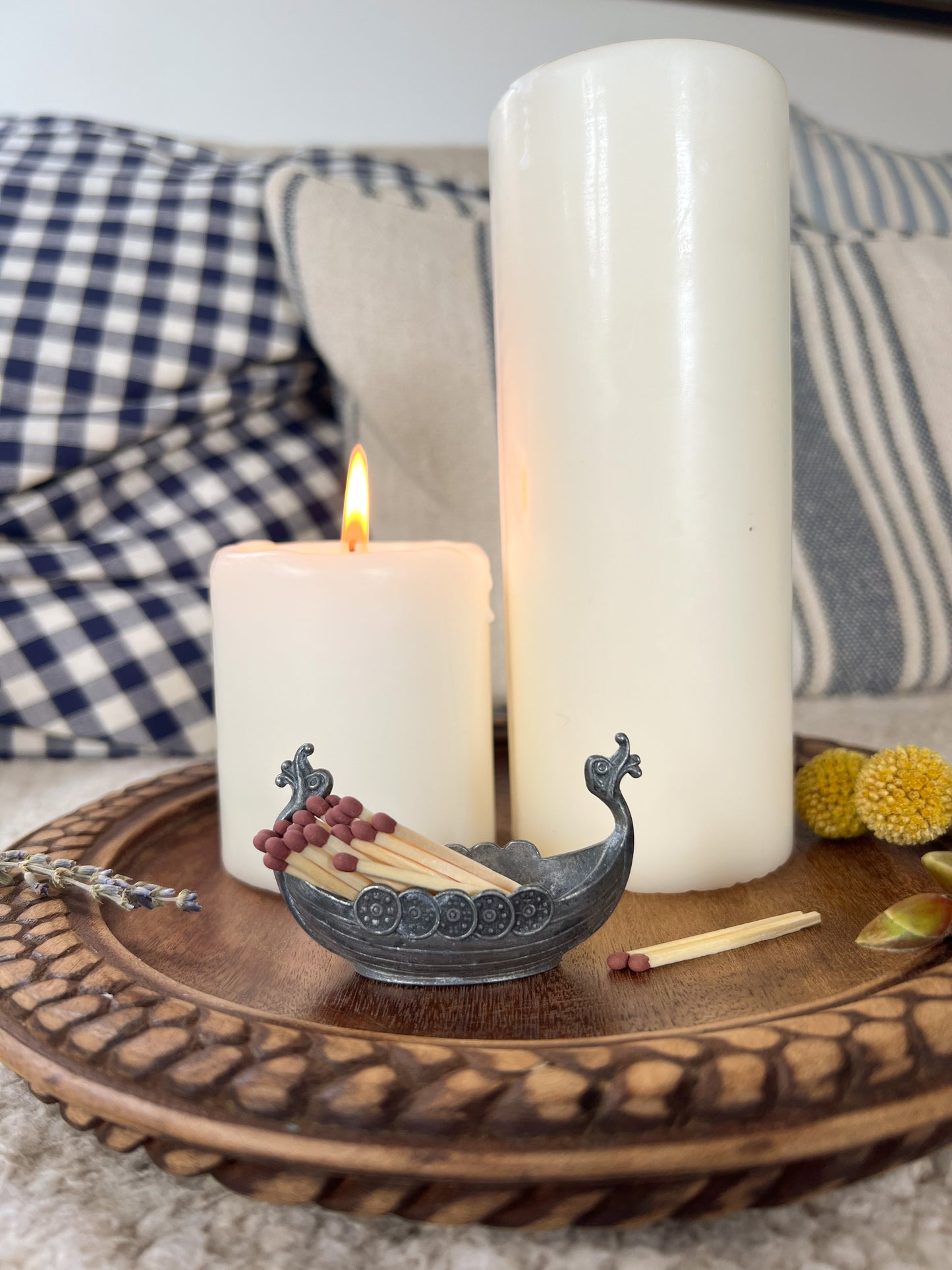 Vintage Miniature Handstopt Pewter Viking Boat