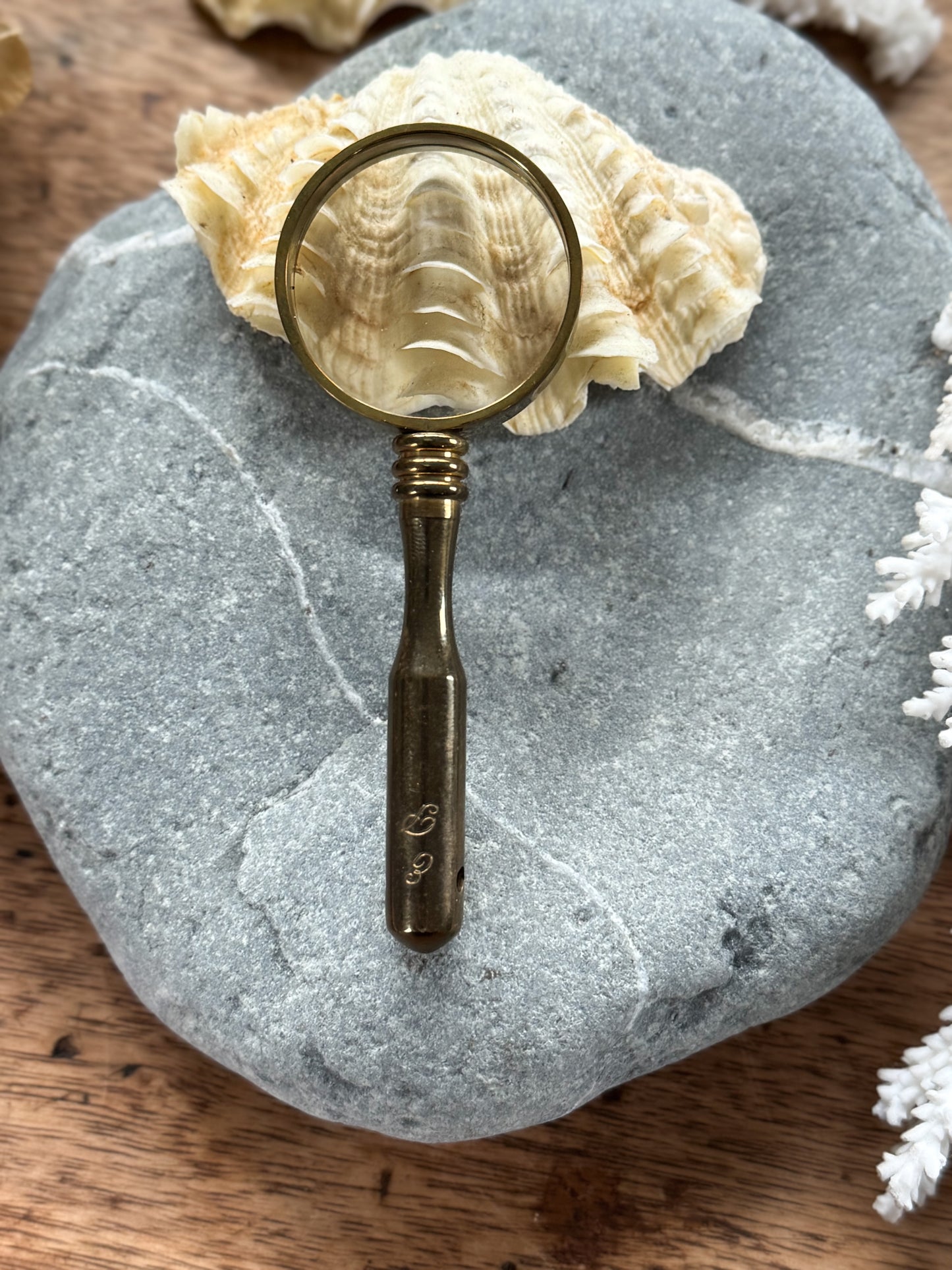 Vintage Brass Pocket Magnifying Glass - Engraved ‘E P’